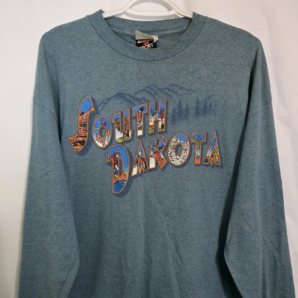 Vintage South Dakota Graphic Long Sleeve T Shirt XL 90s Tourist Nature Tee USA